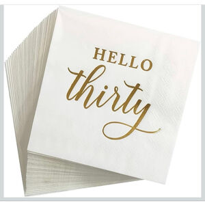 “Hello Thirty” White/Gold Birthday Napkins 80 pieces